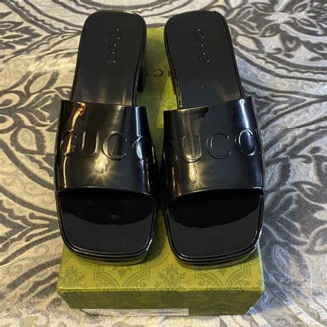 gucci black sandals rubber|gucci rubber sandals women is.